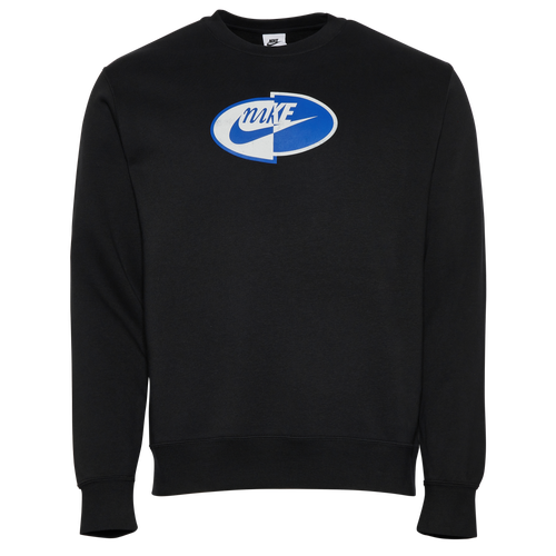 

Nike Mens Nike Split Logo Fleece Crew - Mens Blue/Black Size L