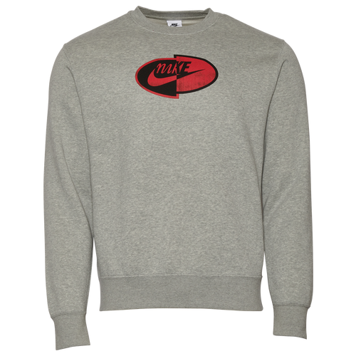 

Nike Mens Nike Split Logo Fleece Crew - Mens Red/Grey Size M