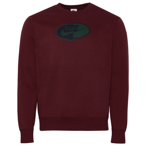 

Nike Mens Nike Split Logo Fleece Crew - Mens Black/Night Maroon Size S