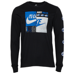 Men's - Nike Split Logo Long Sleeve T-Shirt - Blue/Black