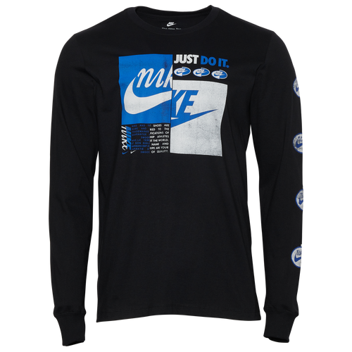 

Nike Mens Nike Split Logo Long Sleeve T-Shirt - Mens Blue/Black Size S