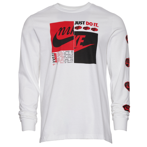 Nike Mens  Split Logo Long Sleeve T-shirt In Red/white
