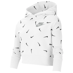 Girls' Grade School - Nike NSW Crop Hoodie AOP - White/Lt Smoke Grey