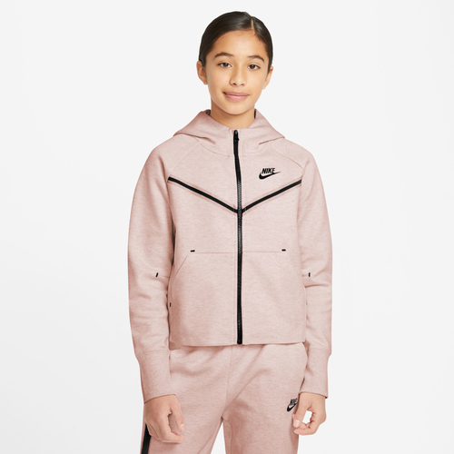 Nike Sportswear Tech Fleece Big Kids' (girls') Full-zip Hoodie In Pink/black
