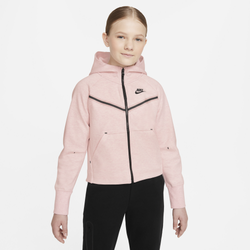 Girls' Grade School - Nike NSW Tech Fleece Full-Zip Hoodie - Pink Foam/Heather/Black