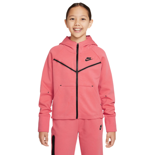 

Nike Girls Nike NSW Tech Fleece Full-Zip Hoodie - Girls' Grade School Sea Coral/Black Size L
