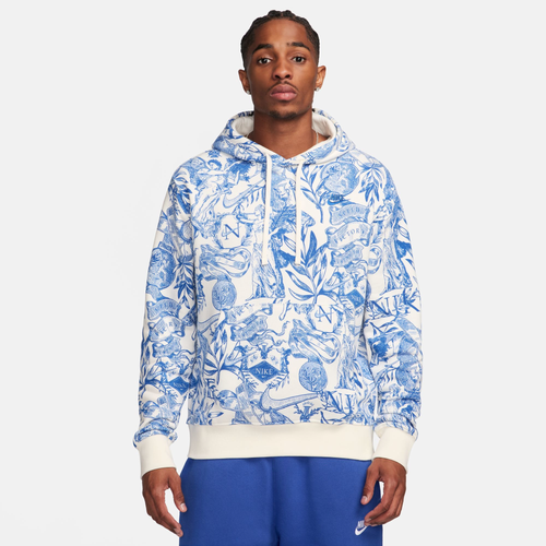 

Nike Mens Nike NSW BB Toile Club Pullover Hoodie - Mens Coconut Milk/Blue Size S