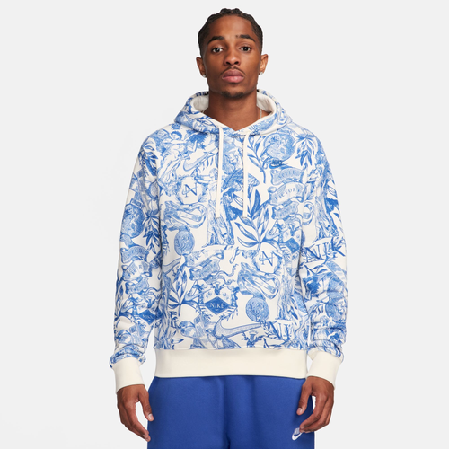 

Nike Mens Nike NSW BB Toile Club Pullover Hoodie - Mens Coconut Milk/Blue Size L