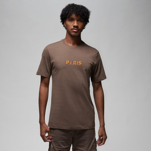 

Jordan Mens Jordan Short Sleeve Wordmark T-Shirt - Mens Palomino/Magma Orange Size XL