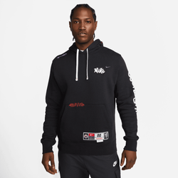 Men's - Nike Club Pullover Freestyle Hoodie - Black/White