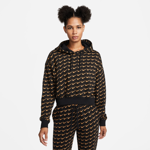 

Nike Womens Nike Club Fleece GFX Hoodie - Womens Black/Gold Size XS