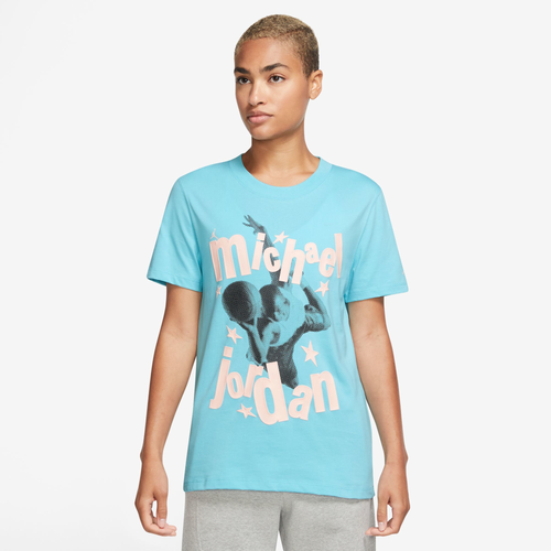 

Jordan Womens Jordan Heritage Crew T-Shirt - Womens Bleached Aqua Size M