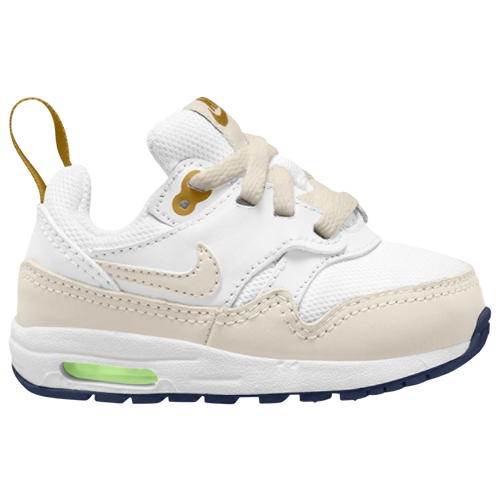 

Boys Nike Nike Air Max 1 EasyOn - Boys' Toddler Running Shoe White/Light Orewood Borwn/Bronzine Size 06.0