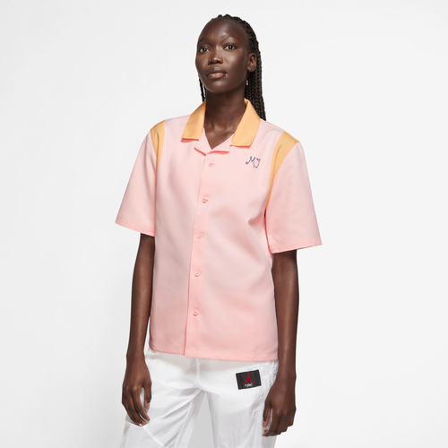 Jordan Womens Button Up Shirt In Atmosphere/celestial Gold