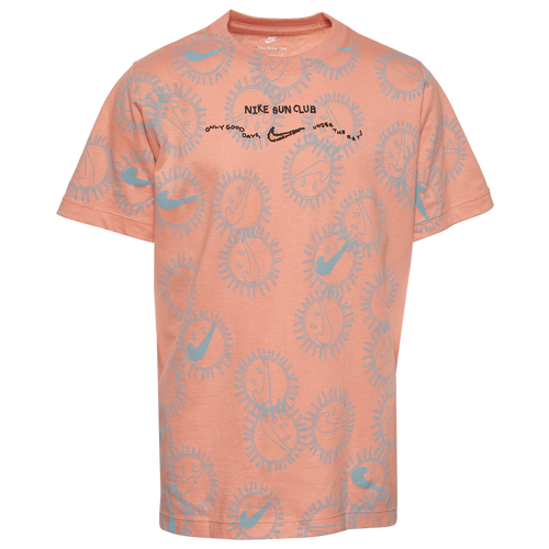 

Boys Nike Nike Sun Club AOP T-Shirt - Boys' Grade School Light Madder Root/Blue Size S