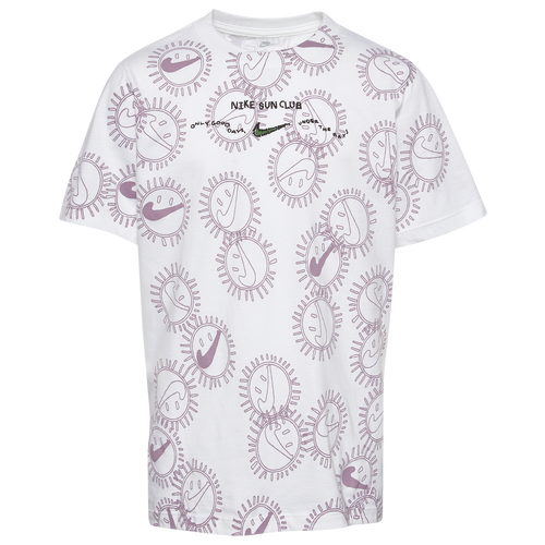 

Boys Nike Nike Sun Club AOP T-Shirt - Boys' Grade School White/Purple Size XL