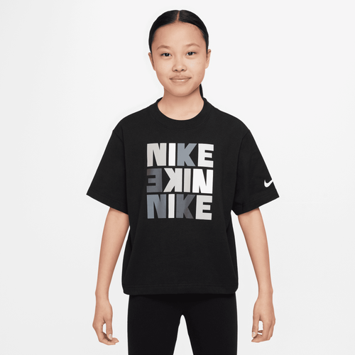 

Girls Nike Nike NSW Boxy Print T-Shirt - Girls' Grade School Black Size S