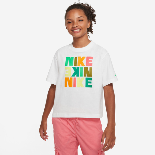 

Nike Boys Nike Boxy Print T-Shirt - Boys' Grade School Vivid Orange/White/Moss Size L