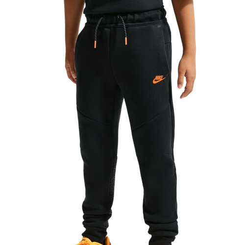 Boys Nike Tech Fleece Pants - Boys' Grade School Black/Orange Size L