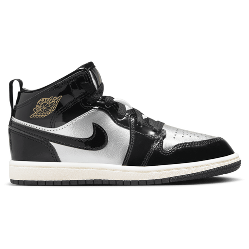 

Jordan Boys Jordan AJ 1 Mid SE Uni - Boys' Preschool Basketball Shoes Black/Silver/Gold Size 13.0