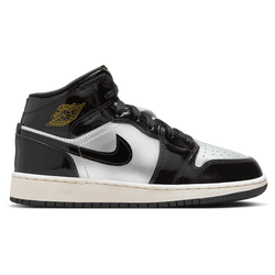 Boys' Grade School - Jordan AJ 1 Mid SE Uni - Black/Gold/Silver