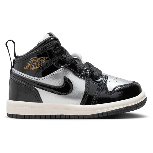 

Boys Jordan Jordan AJ 1 Mid SE Uni - Boys' Toddler Shoe Black/Silver/Gold Size 07.0