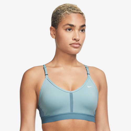 NIKE INDY WOMEN'S LIGHT-SUPPORT PADDED V-NECK SPORTS BRA WHITE/GREY  FOG/PARTICLE GREY, LADIES