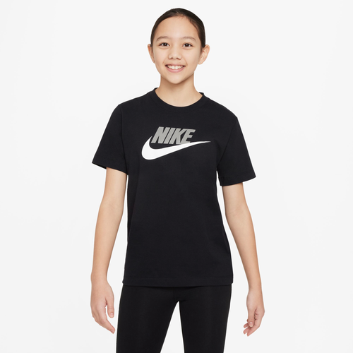 

Boys Nike Nike NSW Futura HBR T-Shirt - Boys' Grade School White/Gray/Black Size M