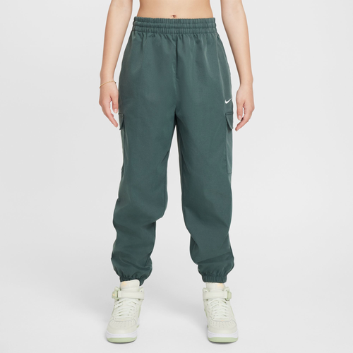 Shop Nike Girls   Nsw Cargo Star Pants In White/vintage Green