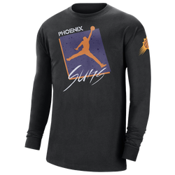 Men's - Nike Suns Courtside Statement   Long Sleeve T-Shirt - Black/Orange