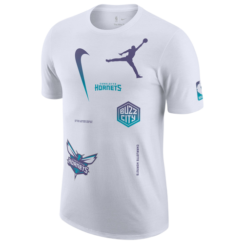 

Nike Mens Nike Hornets Statement All Over Print T-Shirt - Mens White/Blue Size S