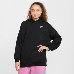 Girls' Grade School - Nike NSW Club Fleece Oversized PO Hoodie - Black/White