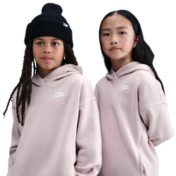 Girls' Grade School - Nike NSW Club Fleece Oversized PO Hoodie - White/Platinum Violet