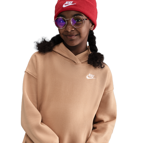 GIRLS - Nike NSW Club Fleece Oversized PO Hoodie - Hemp/White
