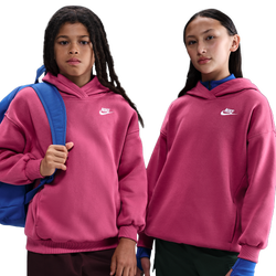 Girls' Grade School - Nike NSW Club Fleece Oversized PO Hoodie - Sweet Beet/White/Sweet Beet