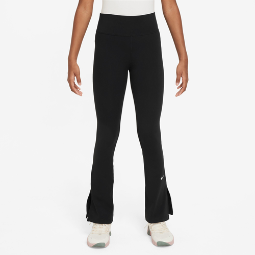 Shop Nike Girls   Dri-fit One Tight Flare In Black/white