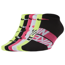Women's - Nike Everyday Lightweight 6 Pack No Show Socks - Pink/Black/Volt