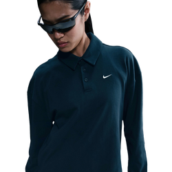 Women's - Nike NSW Essential Oversize Long Sleeve Polo - Armory Navy/Sail