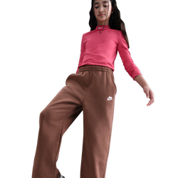 Boys' Grade School - Nike NSW Club Fleece Wide Leg Pant LBR - Fauna Brown/Fauna Brown/White
