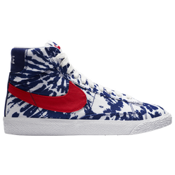 Boys' Grade School - Nike Blazer Mid - White/Blue Void/University Red