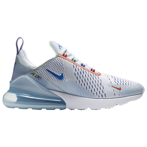 Nike Men S Air Max 270 Casual Sneakers From Finish Line In White Racer Blue Half Blue Modesens