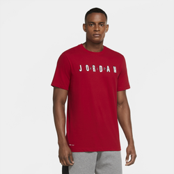 Men's - Jordan Dri-Fit Cotton Air Performance Retro T-Shirt - Gym Red/White/Black