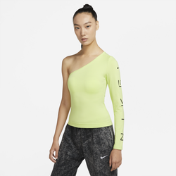 Women's - Nike NSW GX Asym Long Sleeve Top - Light Lemon Twist/Black