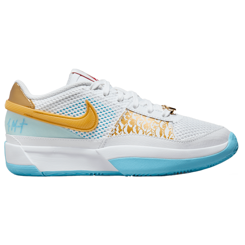 

Boys Nike Nike JA 1 CNY - Boys' Grade School Basketball Shoe White/Aquarius Blue/Metallic Gold Size 07.0