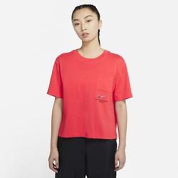 Women's - Nike Swoosh Short Sleeve Top - Light Crimson/Black