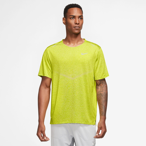 

Nike Mens Nike Dri-Fit Rise 365 Short Sleeve T-Shirt - Mens Reflective Silver/Bright Cactus Size M