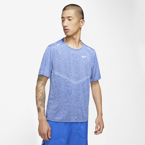 

Nike Mens Nike Dri-Fit Rise 365 Short Sleeve T-Shirt - Mens Reflective Silver/Game Royal Size S