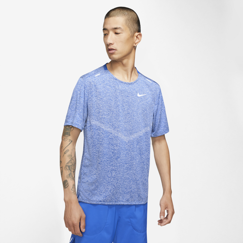 Shop Nike Mens  Dri-fit Rise 365 Short Sleeve T-shirt In Game Royal/reflective Silver