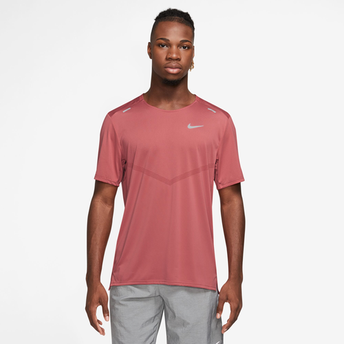 

Nike Mens Nike Dri-Fit Rise 365 Short Sleeve T-Shirt - Mens Silver/Adobe Size L