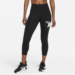 Women's - Nike One Crop HBR GRX Tights - Black/White/Particle Grey
